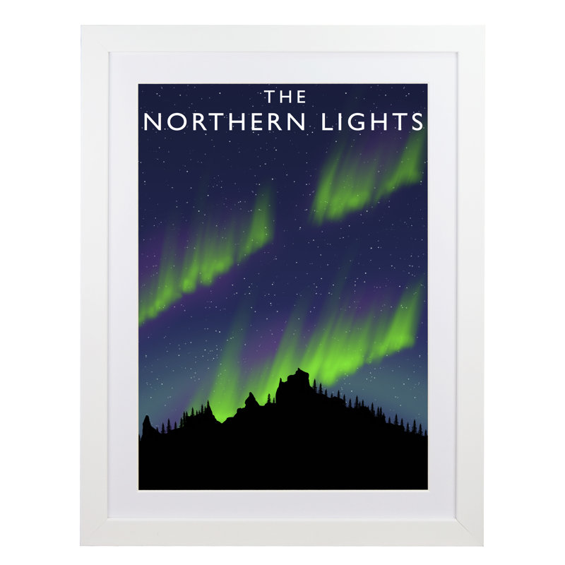 'The Northen Lights' by Richard O'Neil - Print, 54 cm H x 44 cm W x 2.2 cm D, White Wood Frame