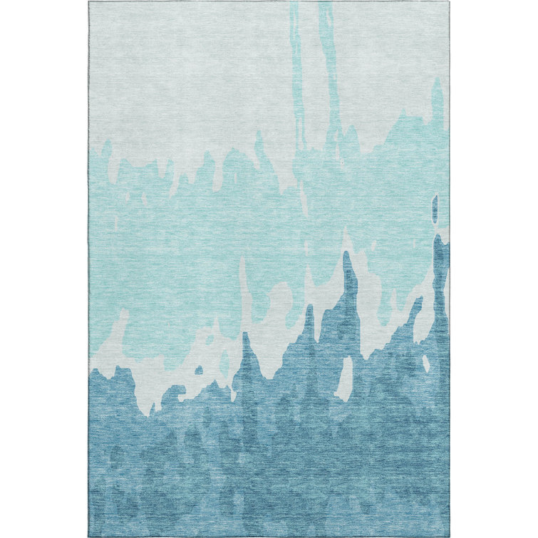 Premium Machine Washable Prisco Teal Rug