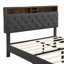 Cadre de lit plateforme grand tapissier - aucun sommier nécessaire, conception moderne avec ports USB et poches de rangement-1430708412