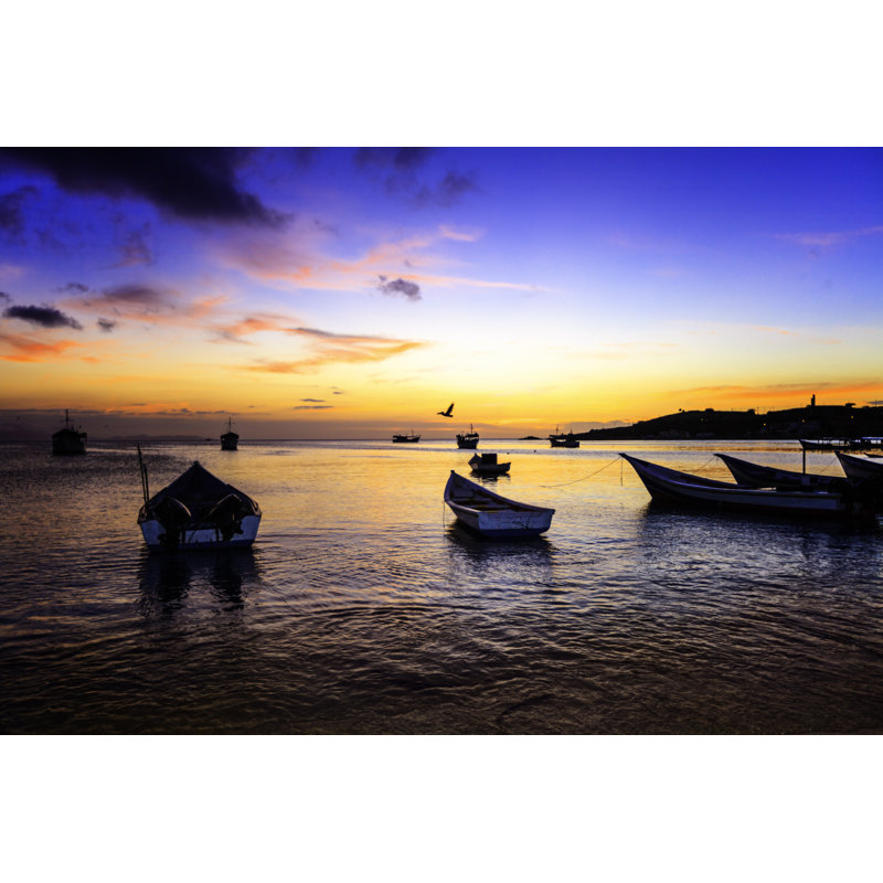 Boats At Sunset - Wrapped Canvas Print