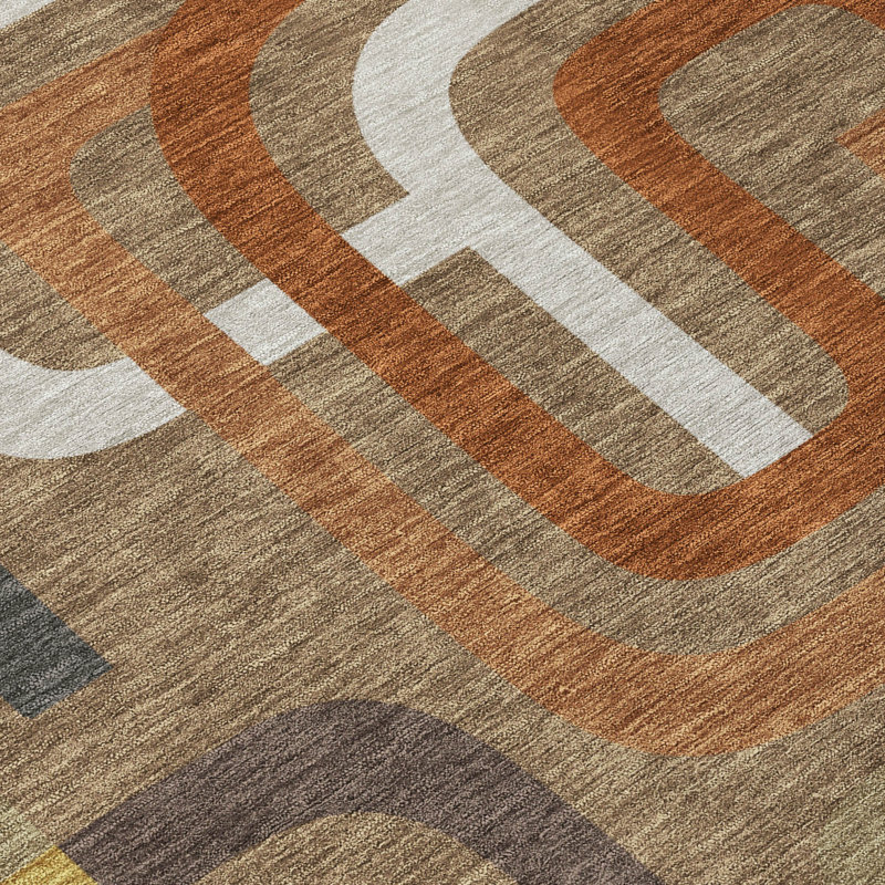 Machine Washable Indoor/Outdoor Chantille ACN2551 Mid-Century Modern Rug, Coffee, 3' x 5'