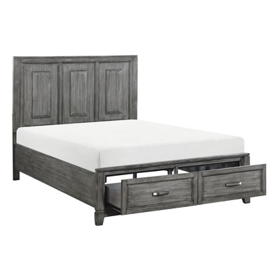 Queen Storage Platform Bed In Grey Finish, Rustic Bedroom Appeal With Finish And Captivating