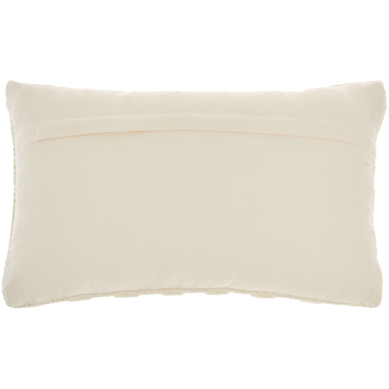 Blush and Ivory Embroidered Rectangular Throw Pillow