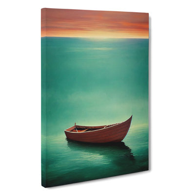 Wooden Boat On The Ocean - Wrapped Canvas Print