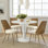 Ensemble de table de salle à manger pour 4 personnes avec table ronde de 35 po Nataley et 4 chaises en tissu Boucle
