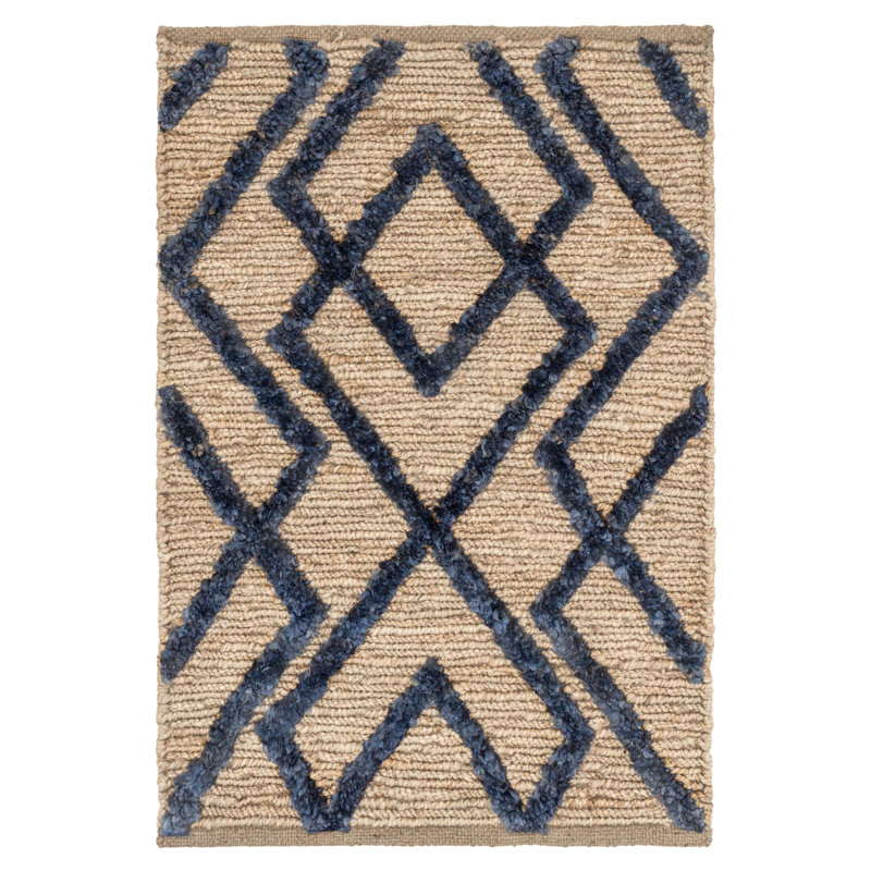 Marco Navy Jute Soumak Handwoven Rug, Rectangle 2' x 3'