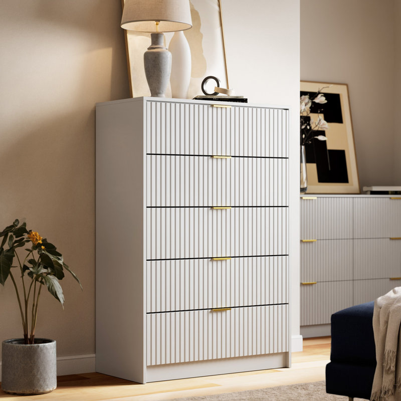 5 - Drawer Dresser, 47.2" H, White