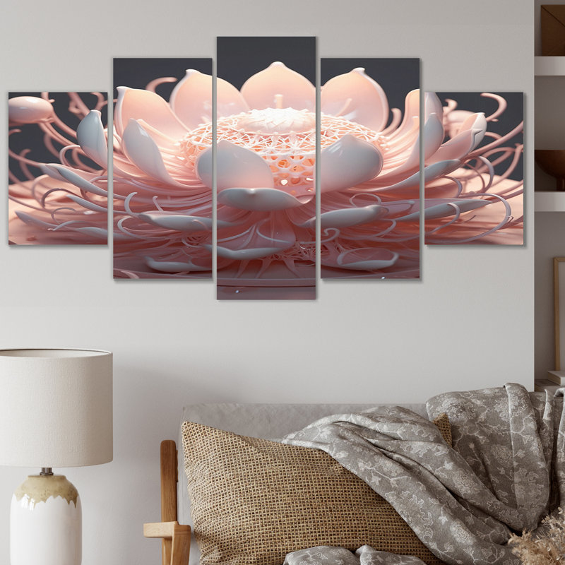 Altheim - impression sur toile de lotus - 5 panneaux