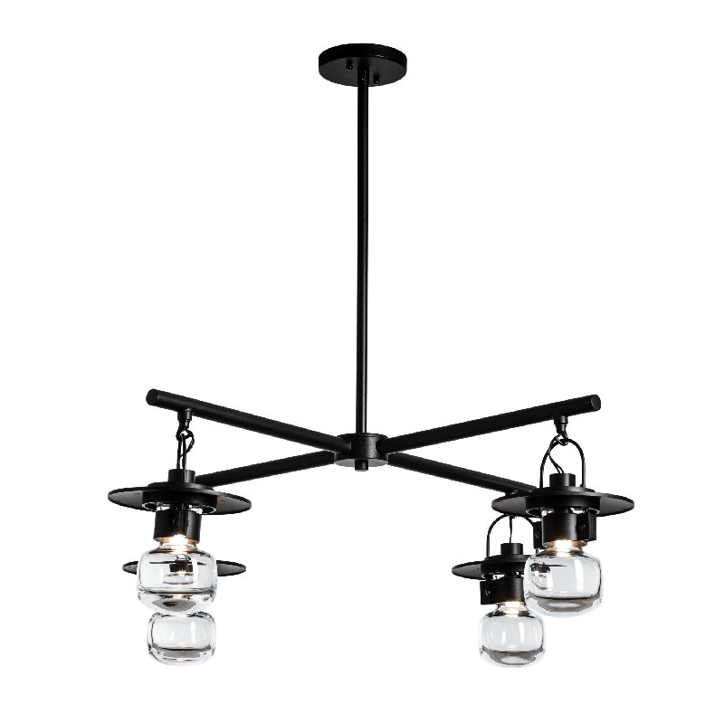 Mason 4 - Light Outdoor Chandelier, Coastal Black