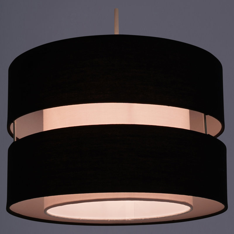 20cm H Cotton Drum Pendant Shade ( Uno ), Black