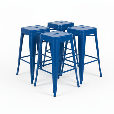  Tabourets de comptoir en métal 30 pouces, ensemble de 2 tabourets empilables intérieur / extérieur, bleu