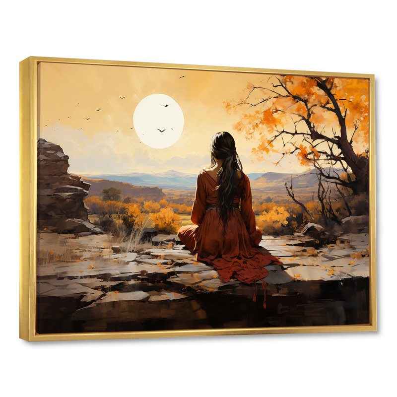 Native Mesa Meditations sur toile, H 30 po x l 40 po x P 1,5 po, Cadre flottant doré