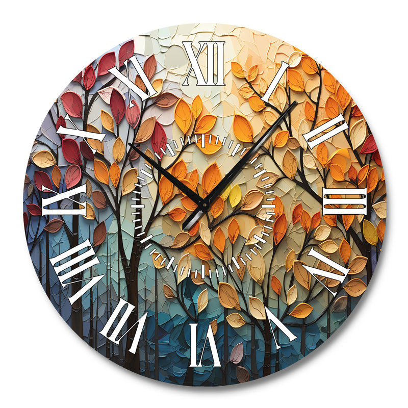 Horloge murale Leaves Autumnal Symphony Patchwork I, Grand