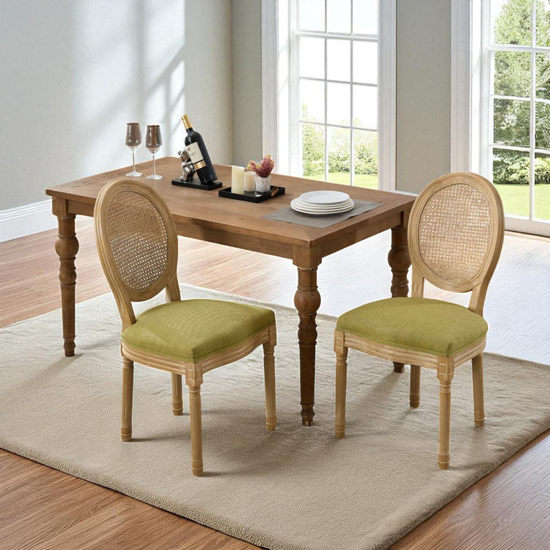 Chaise d'appoint rembourrée H 19,7 po Amando, Vert olive, Bois de chêne