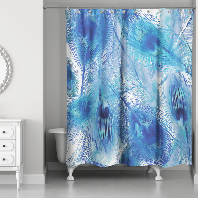 Rideau de douche simple Perine, Bleu