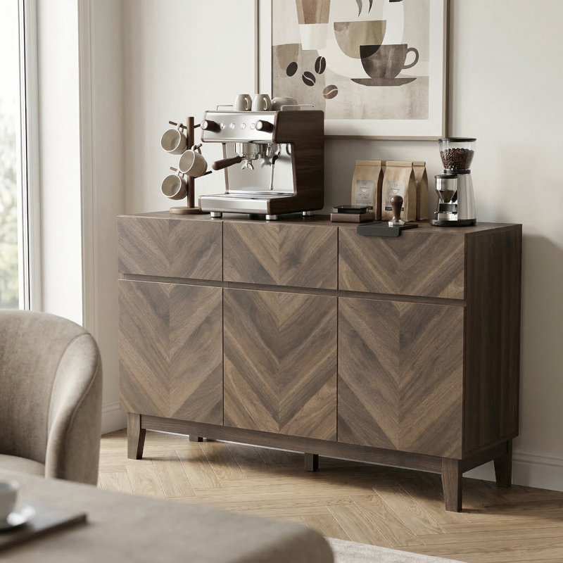 Keitlyn 118.6 Cm Wide 3 Drawer Sideboard, Royal Walnut