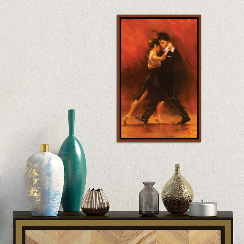 «Red Tango II» par Christopher Clark, reproduction d'art, Toile avec cadre en bois classique, H 26 po x l 18 po x P 1,5 po