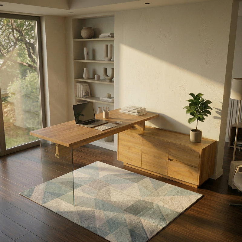 Bindschatel L-Shaped Writing Desk, Natural