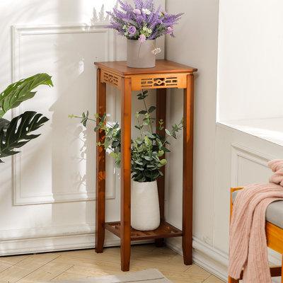 Mericle Solid Wood Plant Stand 2 Tier