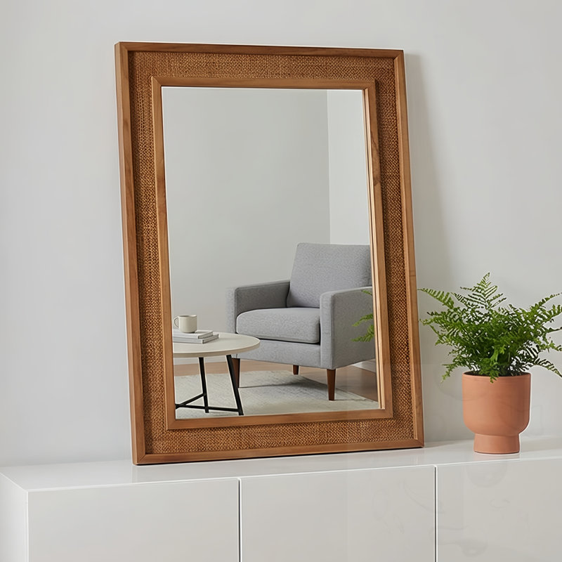 Miroir Rattan, 30 po x 20 po, Brun