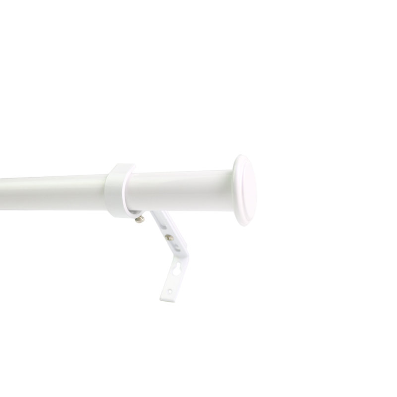 Tringle à rideaux simple réglable 1 po Adelaida, l 84 po à 120 po, Blanc lustré