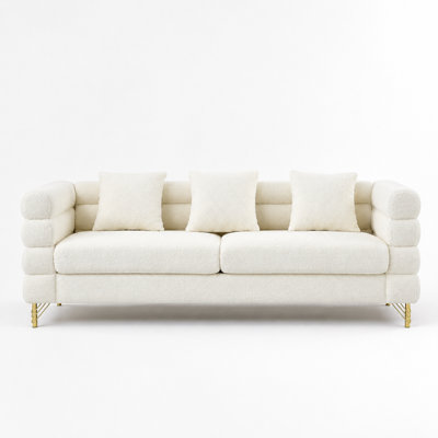 Oversized 3 Seater Deep Seating Sectional Sofa with Soft Upholstery, 3 Lumbar Pillows, Supportive Cushions and Durable Frame for Living Room and Home Use