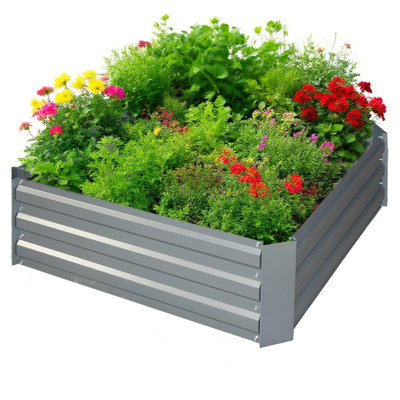 Lit de jardin surélevé en métal galvanisé 4W 3x3x1ft, jardinière résistante à la rouille pour les légumes et les fleurs, utilisation à l'extérieur