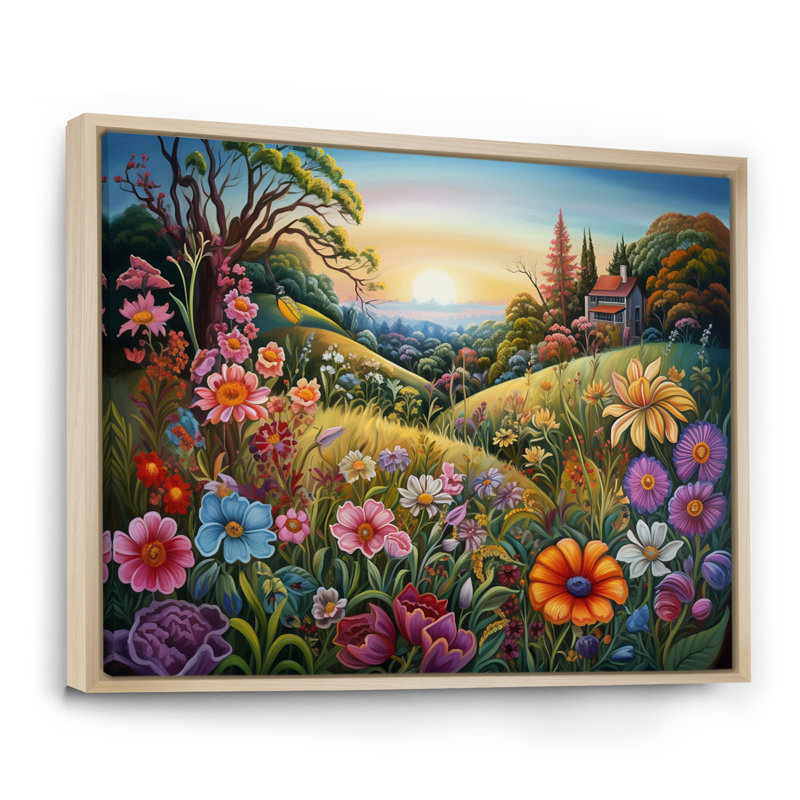 Célébration de fleurs sauvages printanières sur toile, H 24 po x l 32 po x P 1 po, Cadre naturel flottant