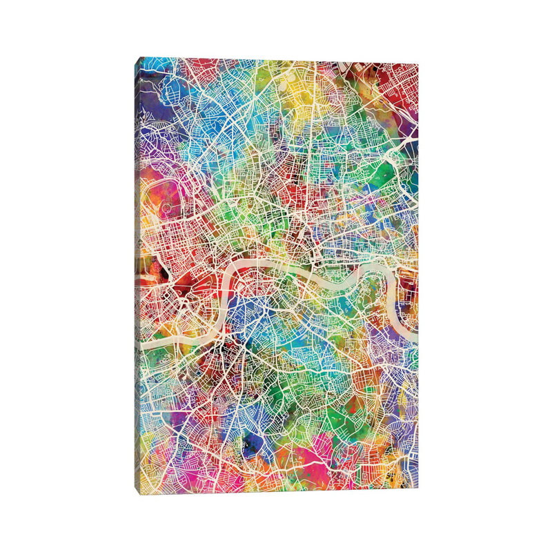 London England Street Map IV by Michael Tompsett - Wrapped Canvas Gallery-Wrapped Canvas Giclée