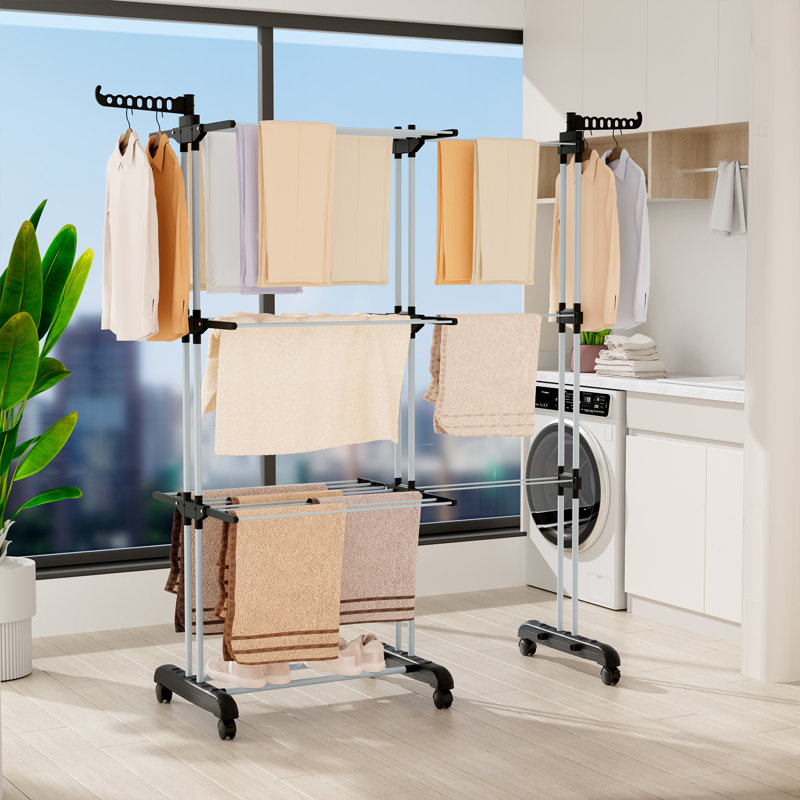 Bole Adjustable Rolling Clothing Rack, Black