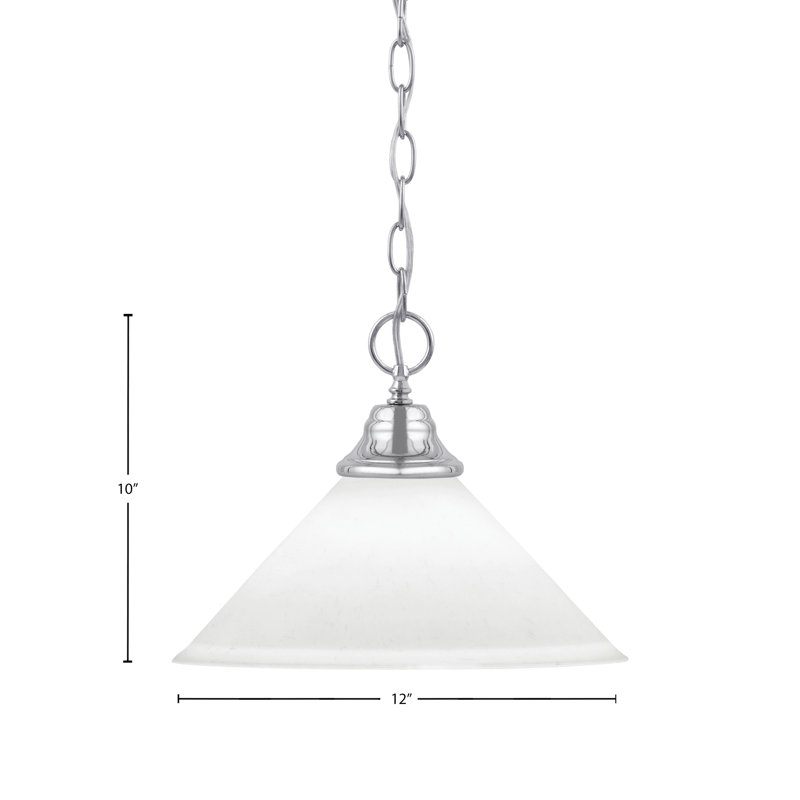 Luminaire suspendu à chaîne avec verre Aeronwen, H 10 po x l 12 po x P 12 po, Chrome, Mousseline blanche