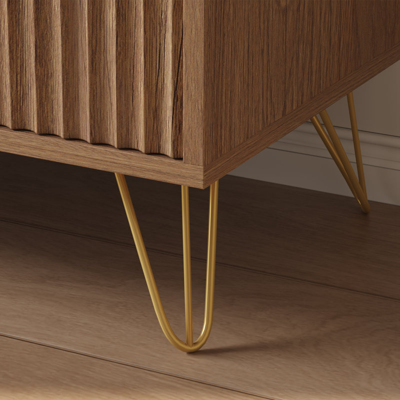 Modern 6-drawer Dresser With Fluted Detail - Metal Handles & Legs, Easy Assembly Minimalist Storage, Brown
