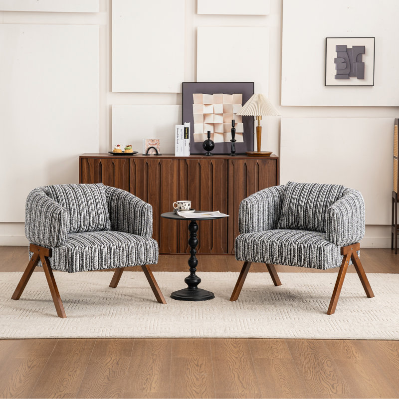 Chaise d'appoint rembourrée de style Mid-Century avec pieds en bois massif, Noir