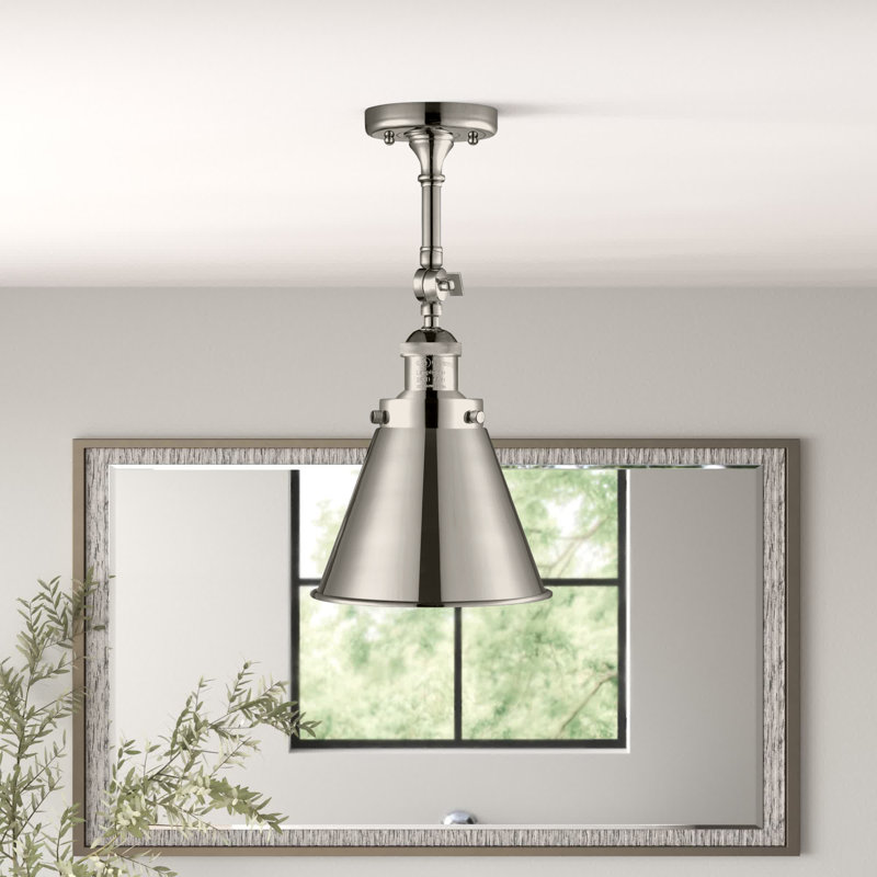 Donovan Semi Flush Mount, Brushed Satin Nickel, 6 Watt Vinage LED Bulb