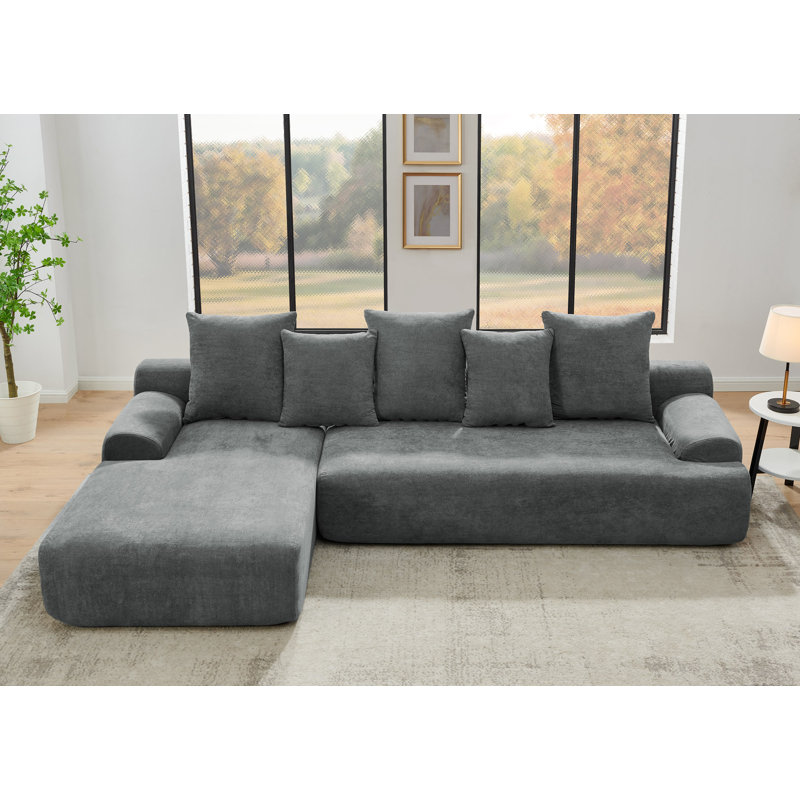 Canapé modulaire modulaire désossé Tavian, Velours gris velours