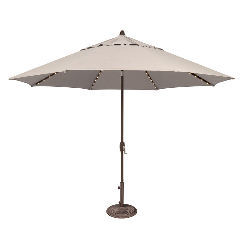 Parasol inclinable 11 pi avec lumière des étoiles Lariat, Bronze, Sunbrella / lin