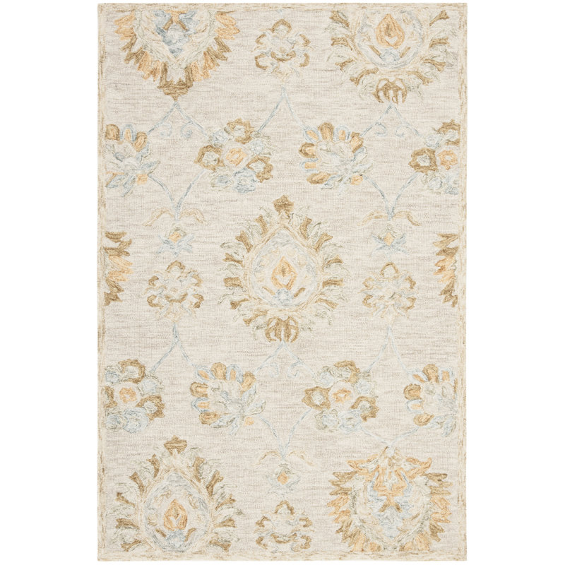 Lococo Hand Tufted Wool Floral Rug, Rectangle 8' x 10'