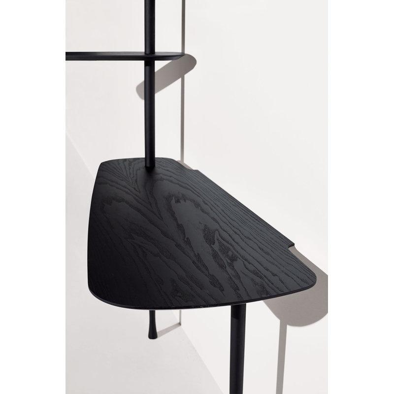 Unica Solid Wood Ladder Desk, Black