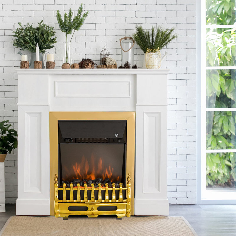 E Cairns 48.2 cm W Gold Electric Fireplace with 2000 BTU
