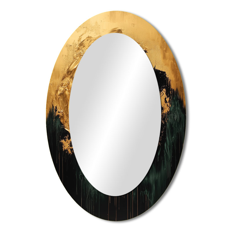 Miroir mural moderne noir et doré Eclipse Moon, 36 po x 24 po