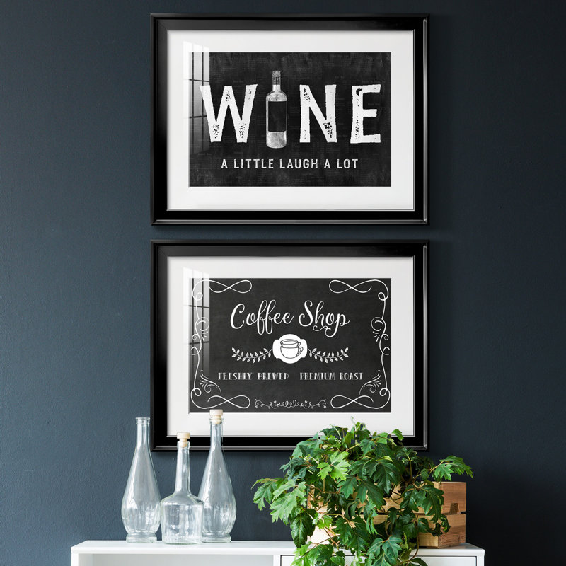 Wine A Little - ensemble de 2 reproductions de cadres photo, H 42,5 po x l 61 po x P 1 po, Cadre noir