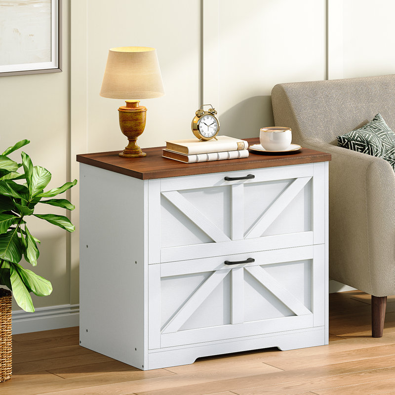 2-drawer Filing Cabinet, Farmhouse Style, Accommodates A4, Letter, And Legal Size