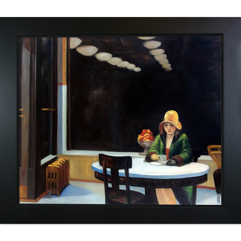 « Automat » par Edward Hopper, reproduction d’art sur toile encadrée, Cadre en bois nouvel âge