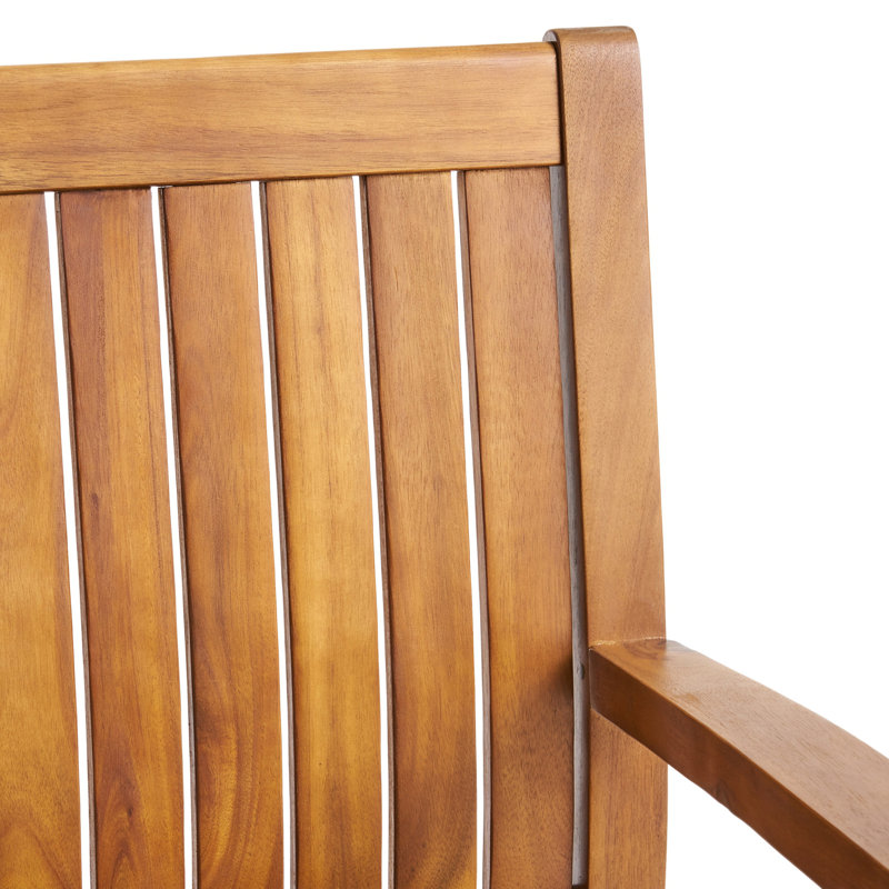 Teak Finish Acacia Wood Outdoor Dining Chairs, Set of 2