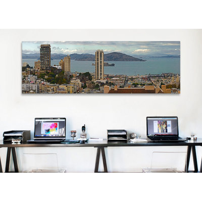 " Buildings In A City With Alcatraz Island In San Francisco Bay, San Francisco, California, USA " by Panoramic Images