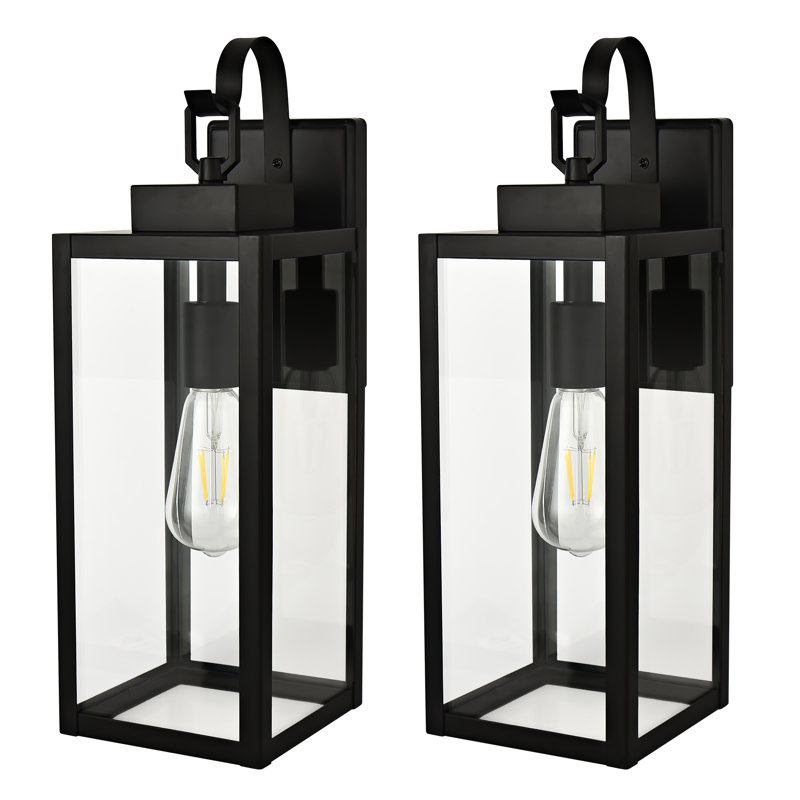 Schock Matte Black Outdoor Wall Lantern, 45.1cm H x 15cm W x 15cm D
