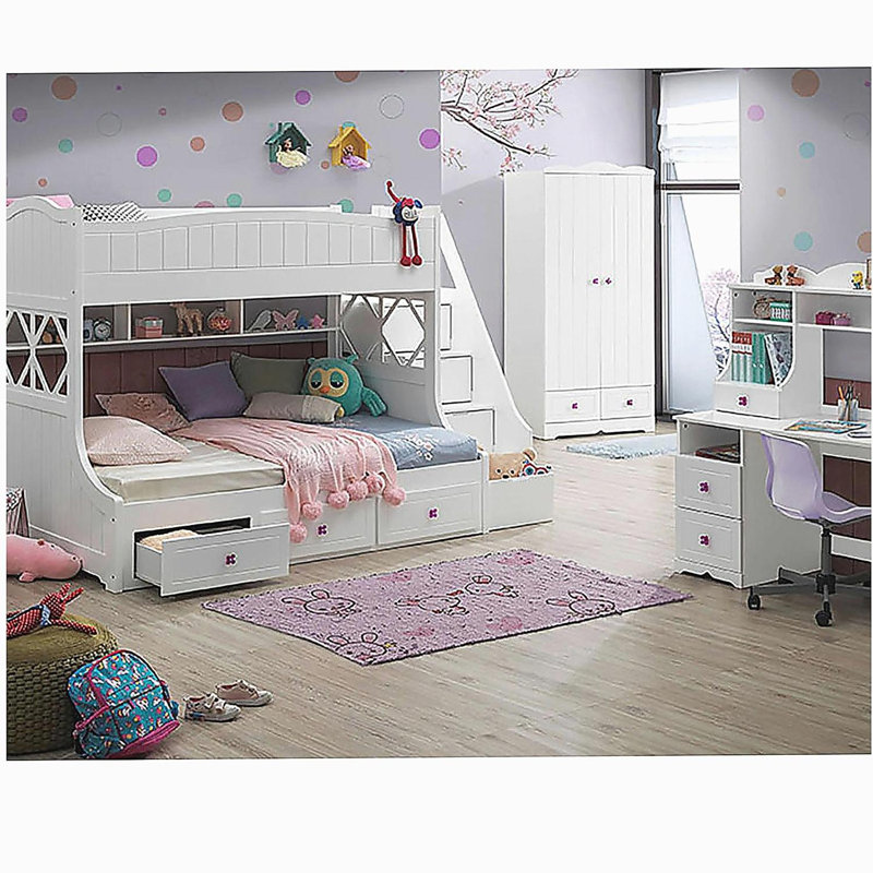 White double-drawer writing desk