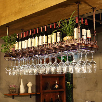 Wine Bottle & Glass Rack in Brown