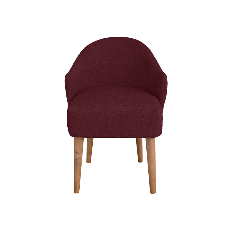 50cm H Polyester Blend Upholstered Slat Back Armchair, Burgundy