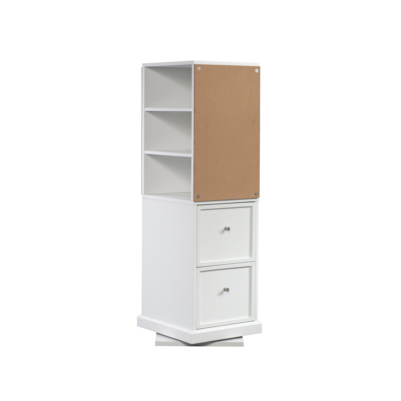 Engineered Wood Transitional Craft Tower With Swivel Base, White